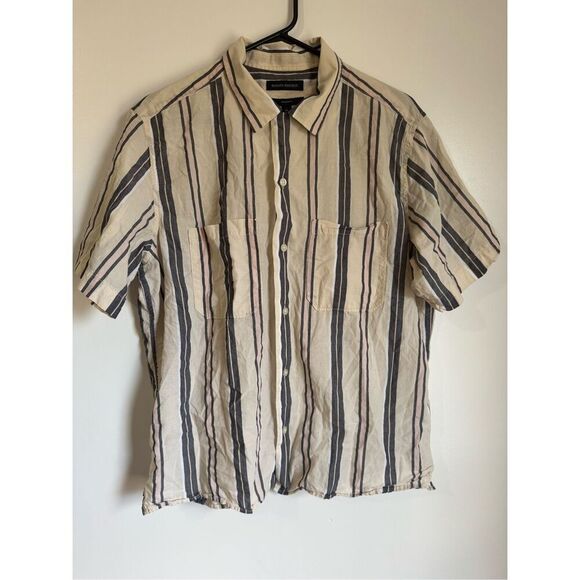 Banana Republic sz M Mens 100% Cotton Striped Standard Fit Collared Button Shirt - Picture 2 of 5